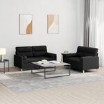 vidaXL Ensemble de canapés 2 Pièces avec coussins noir tissu