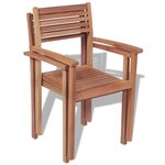 vidaXL Chaises empilables de jardin lot de 2 Bois de teck solide