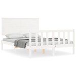 vidaXL Cadre de lit avec tête de lit blanc double bois massif