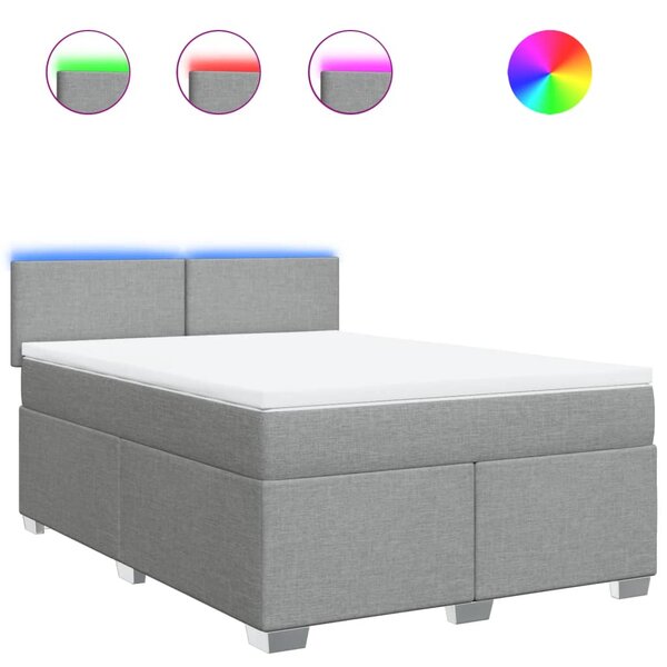 vidaXL Sommier à lattes de lit avec matelas Gris clair 140x190cm Tissu