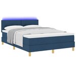 vidaXL Lit à ressort LED avec bandes LED Bleu 160 x 200 cm tissu