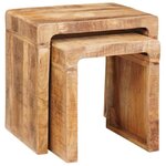 vidaXL Tables gigognes 2 Pièces Marron Bois de mangue massif