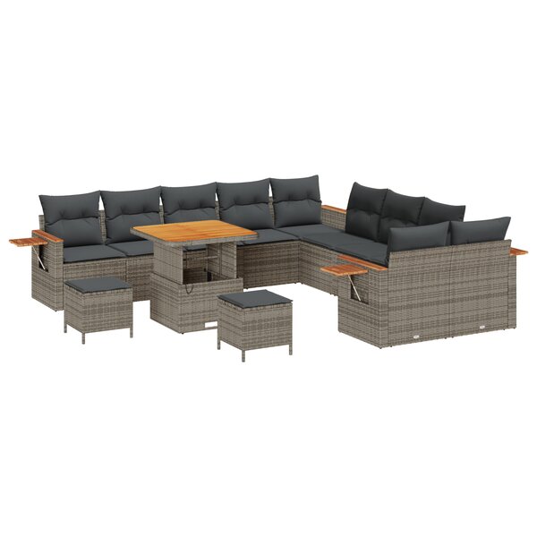 vidaXL Ensemble de canapé de jardin 13 Pièces Gris 80 x 80 x 71 cm