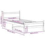 vidaXL Cadre de lit sans matelas cire marron 75x190 cm bois pin massif