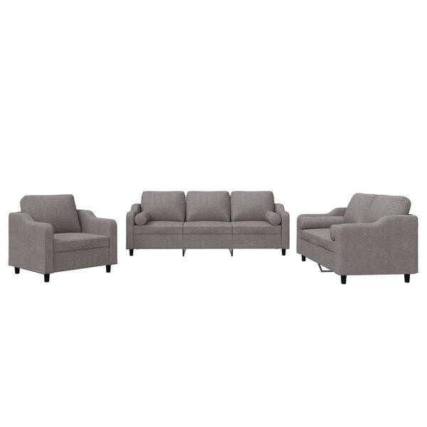 vidaXL Ensemble de canapés 3 Pièces avec coussins taupe tissu