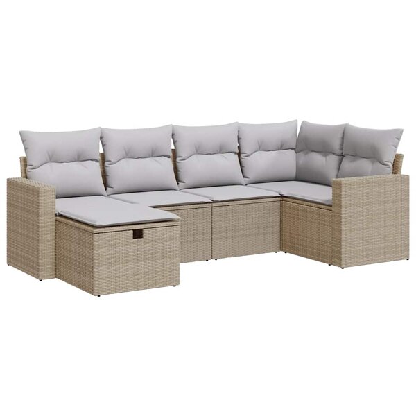 vidaXL Salon de jardin avec coussins 6 Pièces beige résine tressée
