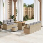 vidaXL Ensemble de canapé de jardin 10 Pièces Beige polyrotin