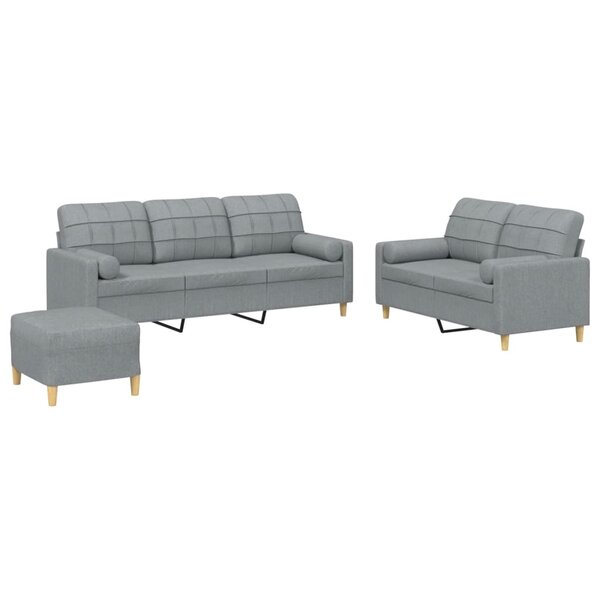 vidaXL Ensemble de canapés 3 Pièces coussins gris clair tissu