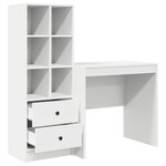 vidaXL Bureau avec tiroir avec étagère avec stockage 2 Pièces Blanc