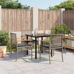vidaXL Ensemble à manger de jardin 5 Pièces coussins gris résine tressée