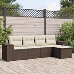 vidaXL Salon de jardin avec coussins 5 Pièces marron résine tressée