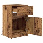vidaXL Armoire de chevet LED avec tiroir Bois ancien 38 x 34 x 61 cm