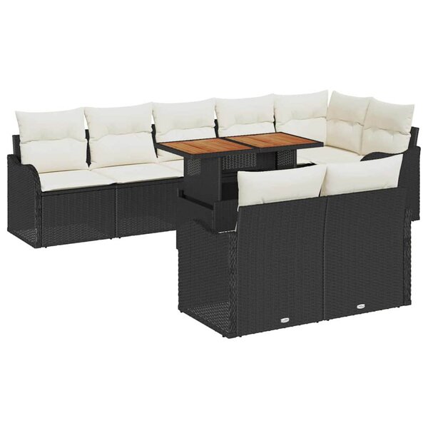 vidaXL Ensemble de canapé de jardin 9 Pièces Noir Poly rotin