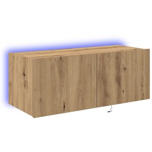 Buffet TV vidaXL avec lumières LED Chêne Artisan 80x35x31 cm
