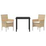 vidaXL Ensemble de salle à manger pour jardin 3 Pièces Beige Poly rotin
