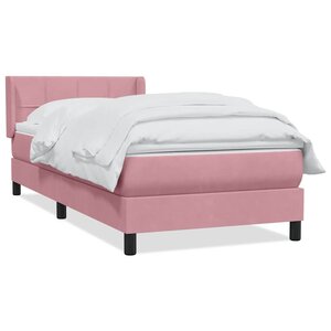 vidaXL Sommier à lattes de lit avec matelas rose 80x220 cm velours