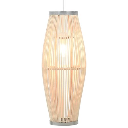 Icaverne - Lampes Stylé Lampe suspendue Blanc Osier 40 W 21x50 cm Ovale E27