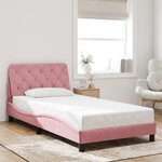 vidaXL Cadre de lit sans matelas rose 100x200 cm velours
