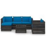 vidaXL Salon de jardin 6 Pièces avec coussins Bois imprégné de gris