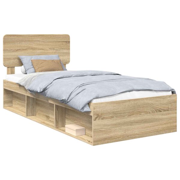vidaXL Cadre de lit avec tête de lit Sonoma 100 x 200 cm Pin massif