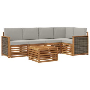 vidaXL Ensemble de canapé d'angle 5 Pièces Naturel et gris clair