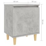 vidaXL Tables de chevet avec pieds en bois 2 Pièces Gris béton 40x30x50cm