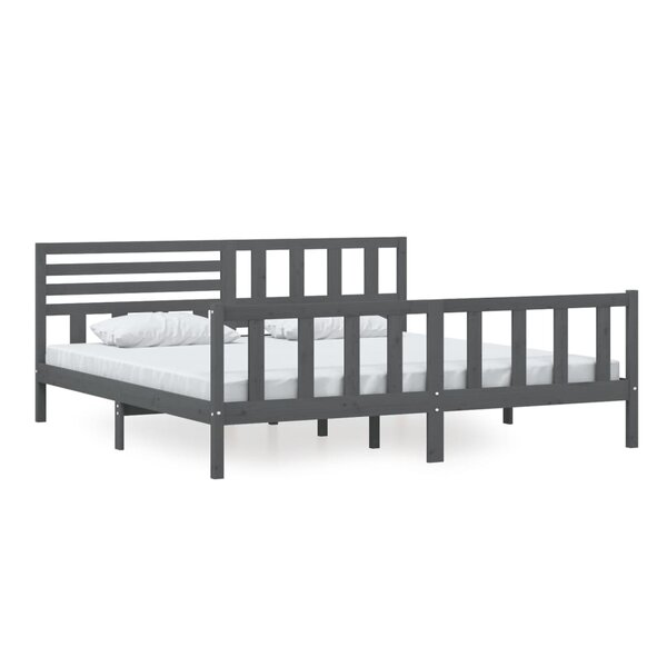 vidaXL Cadre de lit Gris Bois massif 200x200 cm