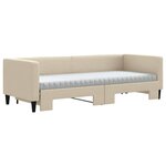 vidaXL Lit de jour avec gigogne et matelas crème 80x200 cm tissu