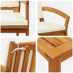 vidaXL Ensemble bistrot Marron 45 x 45 x 38cm Bois d'acacia massif