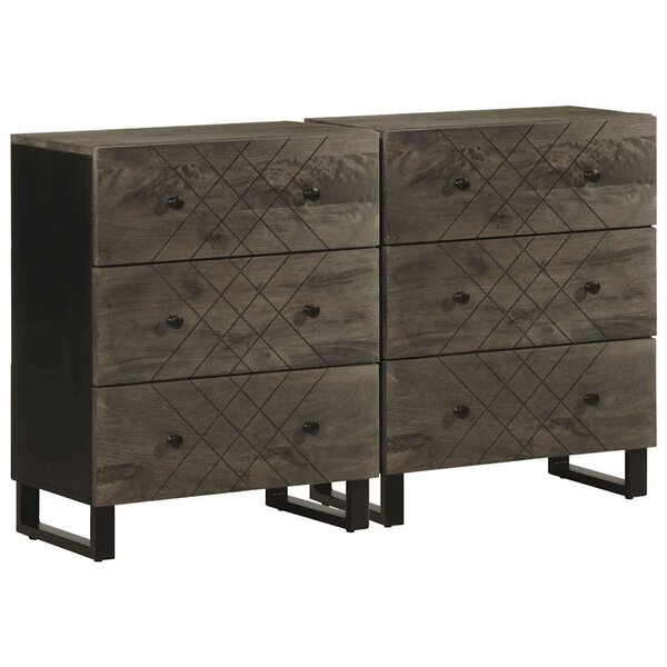 vidaXL Buffets 2 Pièces noir 60x33x75 cm bois massif de manguier