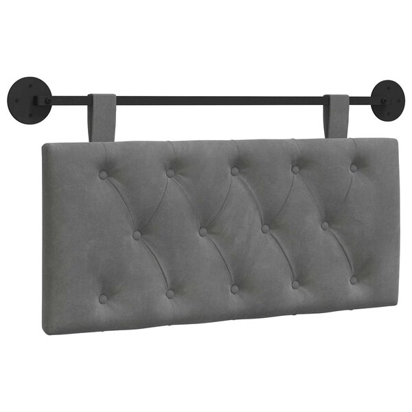 vidaXL Tête de lit suspendue Avec lumière LED Gris foncé Velours