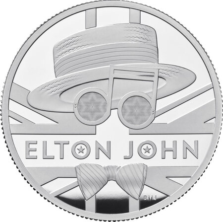 Pièce de monnaie en Argent 10 Pounds g 155.5 (5 oz) Millésime 2020 Music Legends ELTON JOHN