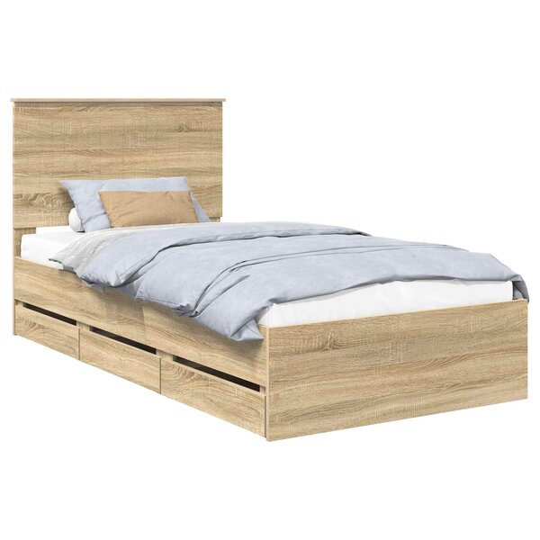 vidaXL Cadre de lit Chêne Sonoma 100 x 200 cm Bois Ingénierie
