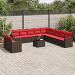 vidaXL Salon de jardin avec coussins 12 Pièces marron résine tressée