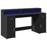 vidaXL Bureau avec lumières LED noir 160x55x91 cm bois d'ingénierie