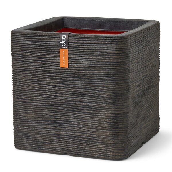 Capi Jardinière Nature Rib carrée 50x50x50 cm Marron foncé