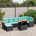 vidaXL Salon de jardin 8 Pièces avec coussins noir résine tressée