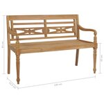 vidaXL Banc Batavia avec coussin bleu 120 cm Bois de teck massif
