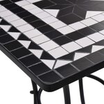 vidaXL Ensemble de bistro 3 Pièces mosaïque Carreau céramique noir Blanc