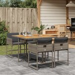 vidaXL Ensemble à manger de jardin 5 Pièces coussins gris résine tressée