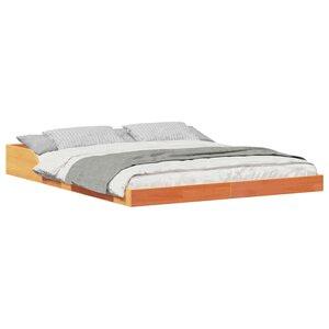 vidaXL Cadre de lit Brun cire 140 x 200 cm Pin massif
