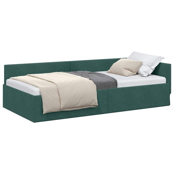 vidaXL Cadre de lit d'angle Vert foncé 80 x 200 cm Velours