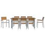 vidaXL Set de salle à manger de jardin en 9 pièces en acier gris et bois d'acacia massif