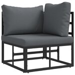 vidaXL Ensemble de canapé de jardin avec coussin 13 Pièces Noir Aluminium