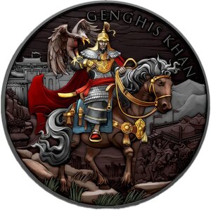 Pièce de monnaie en Argent g 31.1 (1 oz) Millésime 2023 Legendary Warriors Medals GENGHIS KHAN