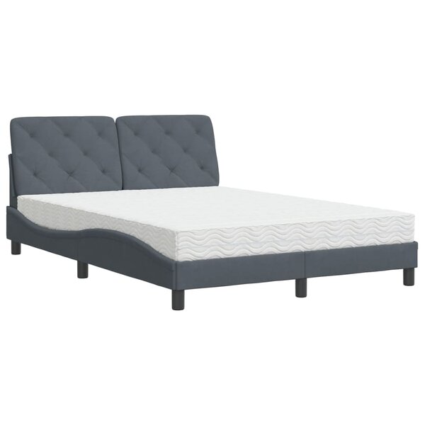 vidaXL Lit avec matelas gris foncé 140x190 cm velours