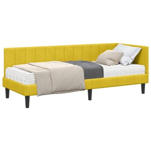 vidaXL Cadre de lit d'angle avec matelas 2 Pièces Jaune Velours