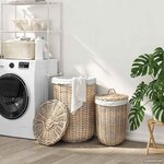 vidaXL Panier à linge avec couvercle GENDT 2 pc Gris naturel