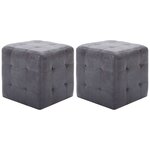 vidaXL 2 Pièces Poufs Gris 30 x 30 x 30 cm Similicuir daim