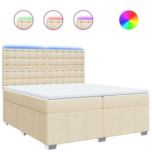 vidaXL Sommier à lattes de lit avec matelas Crème 200x200 cm Tissu
